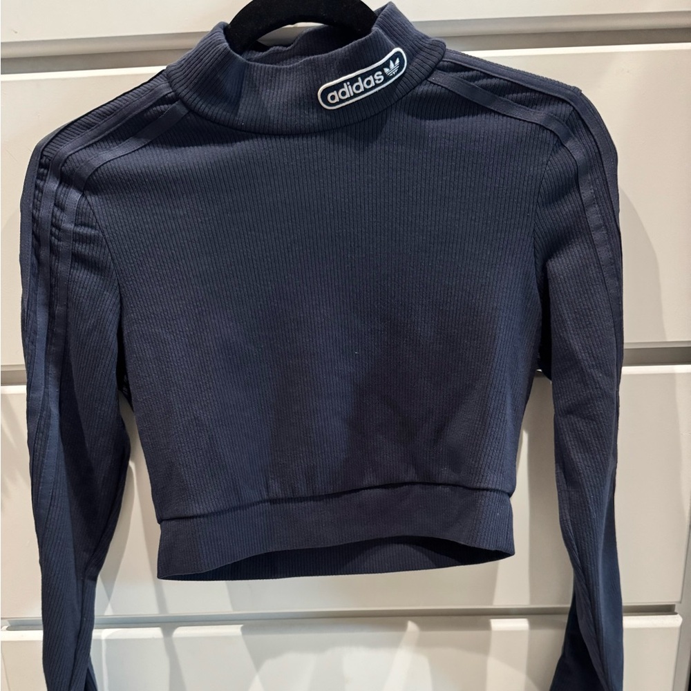 Adidas Blue Cropped Polo Sweatshirt